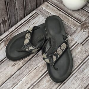 Coach Black and Cream Women's Flip Flops